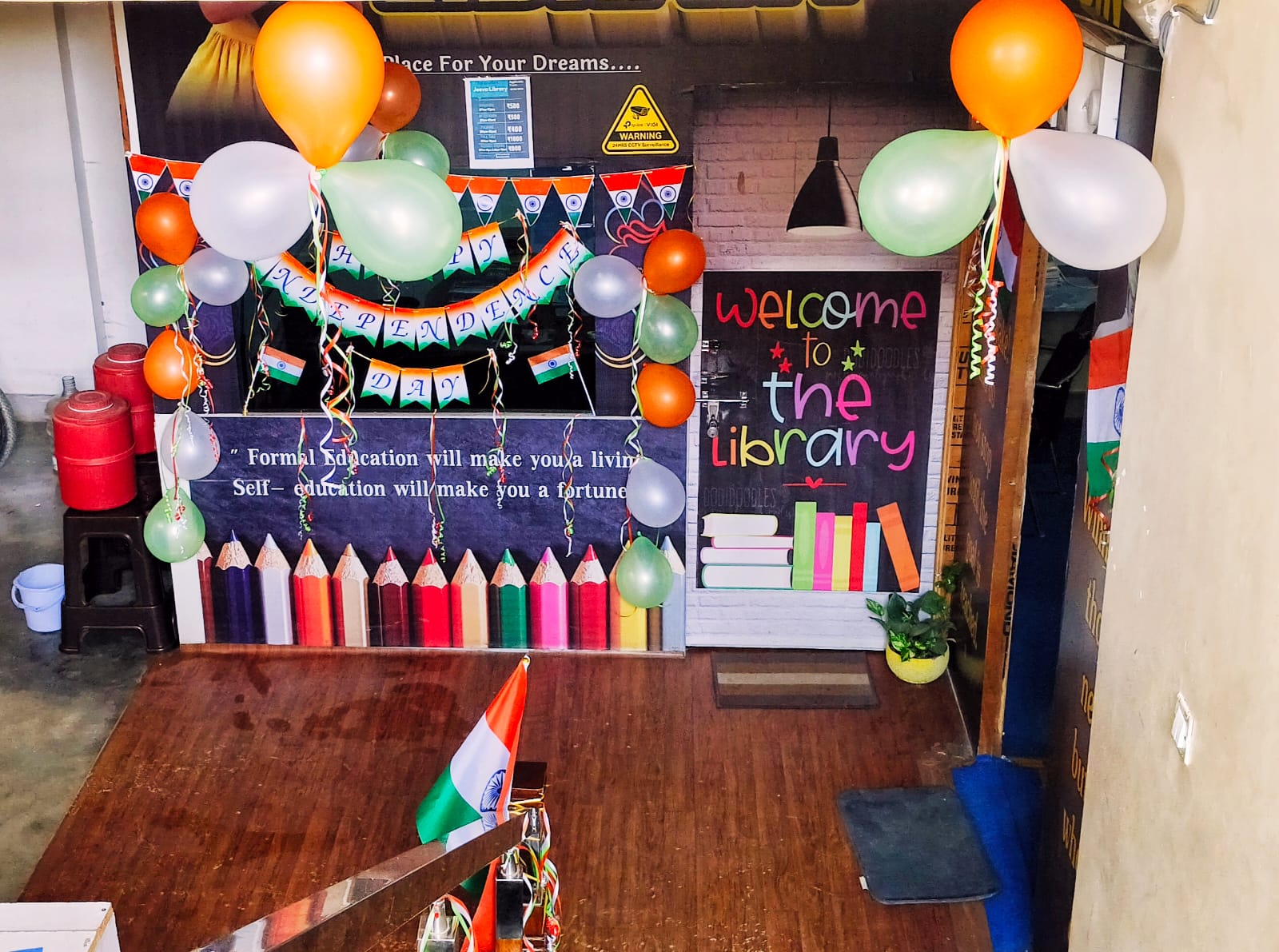 Study desks and seating layout